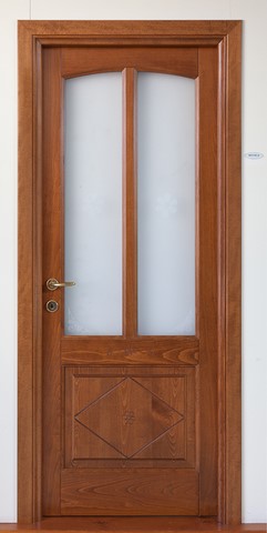 porta interna in legno massello finestrata vetro antinfortunio satinato