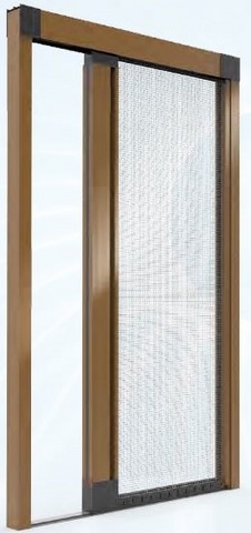 zanzariera laterale per porta con guida ribassata